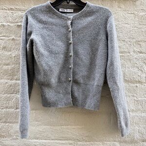 NWT Zara Sz S Classic Gray Cardigan Sweater